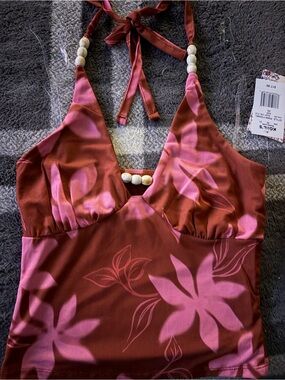 Pink Republic Pink & Brown Floral Halter Tank Top